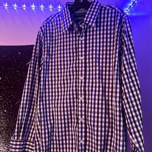 Nick Graham Stretch Modern Fit : Blue, Black and White (Plaid)